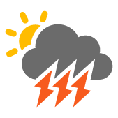 Scattered clouds with heavy thunderstorm